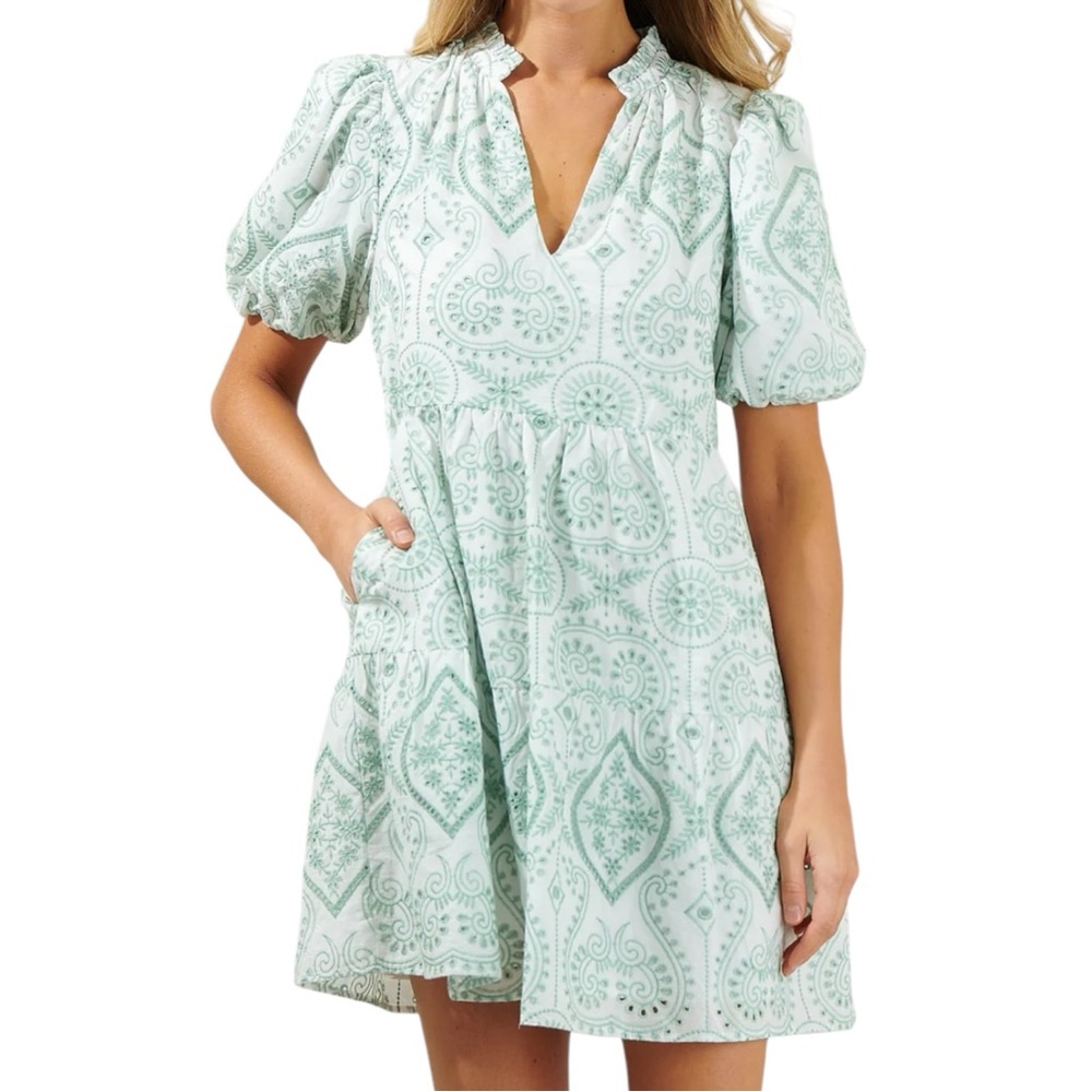 Sugarlips Women’s Evelyn Eyelet Jacey Babydoll Mini Dress Sz L‎